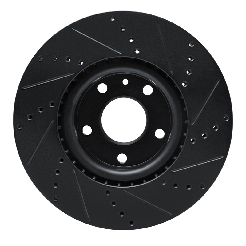Chevrolet Corvette Brake Rotor (1) - Front Left - R1 Concepts - Drilled & Slotted - Black - `14-`19